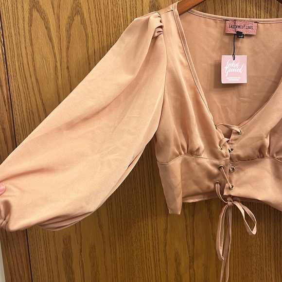 NWT EastNWest Label Bellini Tie Up Blouse - Picture 6 of 9